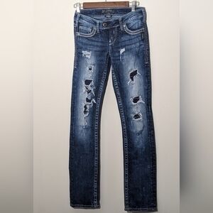 Sliver Jeans Women's Tuesday Straight‎ Distressed Denm Jeans Size W25/L32